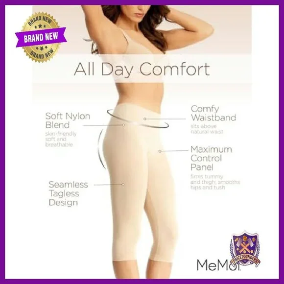 High Waist Tummy Control Capri Leggings Shapewear Sizes S-2X